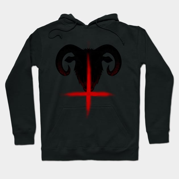 Red crucifix - baphomet Hoodie by wet_chicken_lip